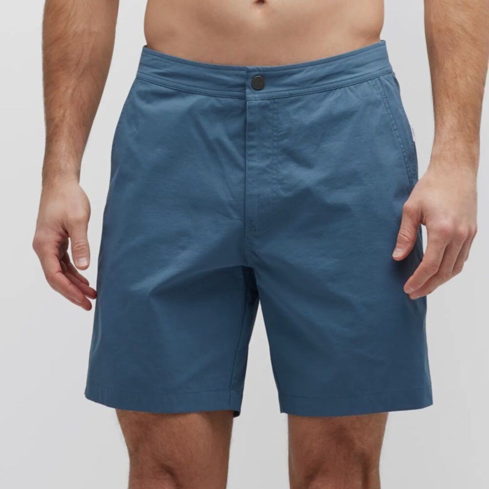 Onia Calder Denim Blue Swim Trunk 7.5” Inseam Liner Board Short Size XXL NWT
